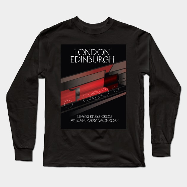 London to Edinburgh Locomotive poster Long Sleeve T-Shirt by nickemporium1